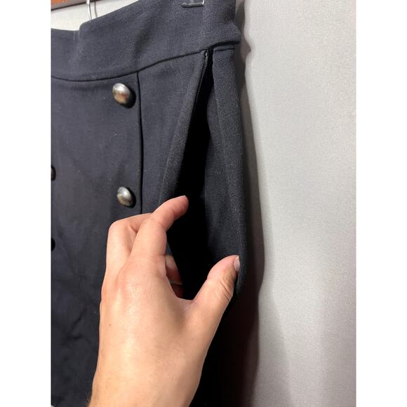 Tibi A Line Skirt Womens L Black Buttons Pockets Business Casual Office Work - Picture 5 of 13
